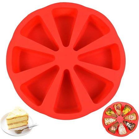Trekantet pizzaskive kakeform 8 hulrom silikonform Non-stick silikon kakeform kakeform rød Mo muffinsform