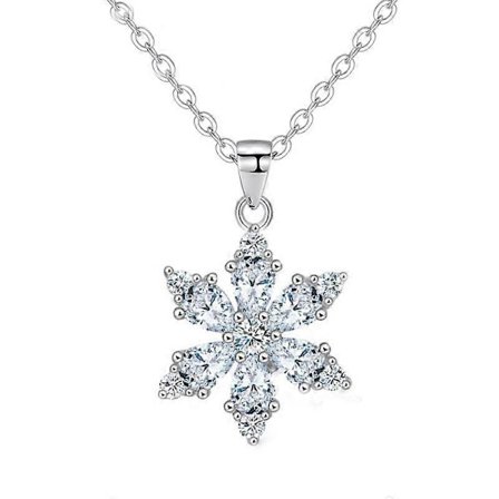 Dame Sterling Sølv Diamant Snøfnugg Anheng Halskjede