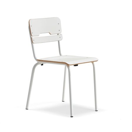 Classroom chair SCIENTIA, wide seat, H 460 mm, white/white