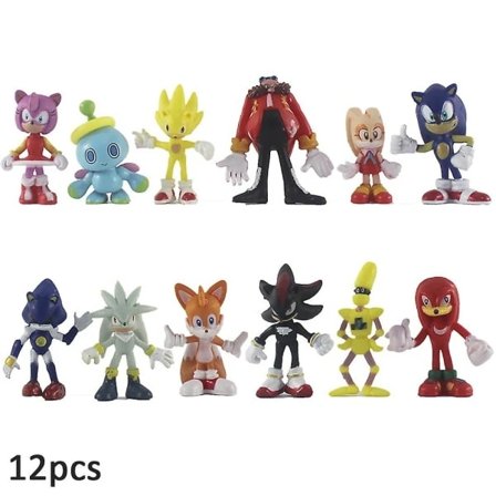 12 stk Sonic actionfigurer for barn og voksne Tegneseriefigurer Leker Kaketopper Samleobjekter Modell Dukke Lekesett Skrivebordsdekorasjoner Gave...