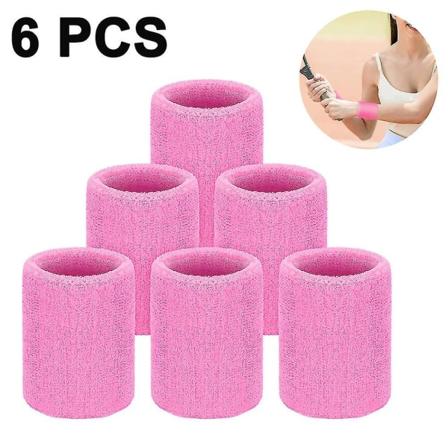 6-pack sportsarmbånd Absorberende svettebånd for fotballbasket Pink