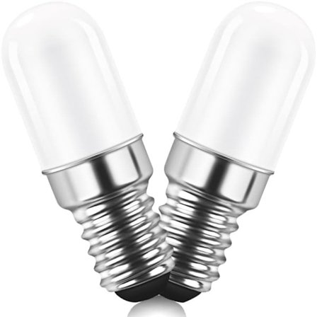 Sæt med 2-E14 LED køleskabspære, 1,5W svarende til 15W, Cool White 6500K, pære til køleskab, saltlampe, symaskine, kan ikke dæmpes