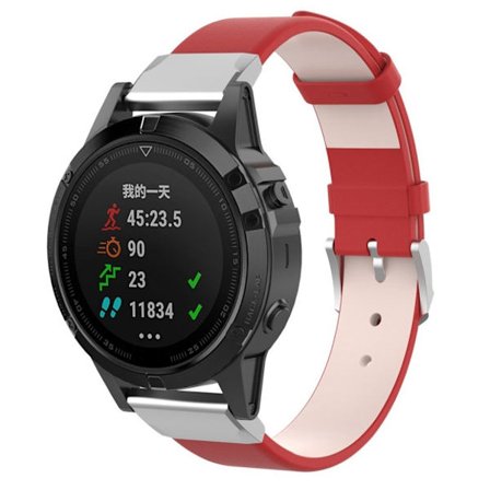 Garmin Fenix 5 / Forerunner 935 / Quatix 5 / Approach S60 klockband av läder - Röd