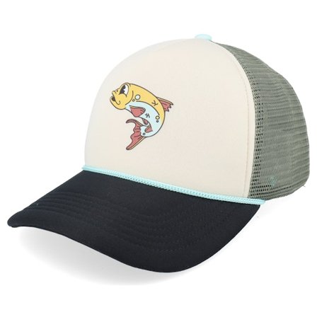 Headster - Beige trucker Cap - Kids Gone Fishing Hat Beach Sand/Black Trucker @ Hatstore