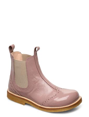 Booties - Flat - With Elastic Snørestøvletter Støvletter Rosa ANGULUS