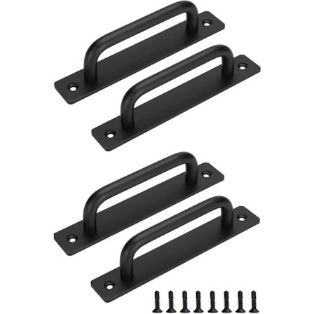 Pieces Skydedørshåndtag, med rustfri stålplade til ladeporte skabe skab sort 128mm huldistance