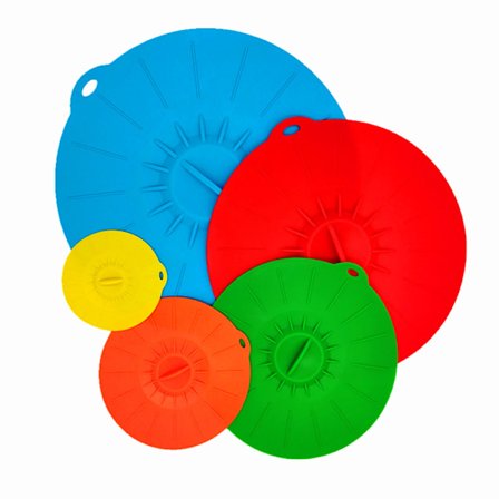 5-pak silikonlokk, mikrobølgeovnsdeksel mot sprut, 5 størrelser, gjenbrukbare