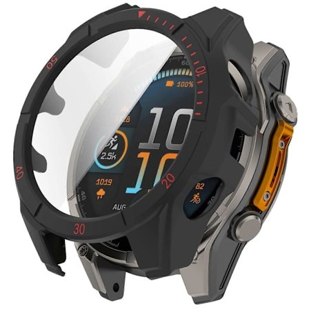 För Garmin Fenix 8 47mm Klockfodral PC Ram Skydd med Härdat Glas Skärmfilm