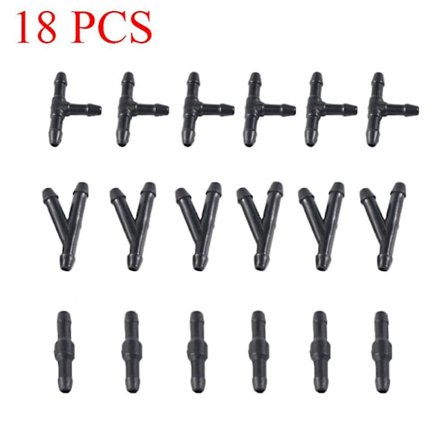 9/18 stk. Vindusspylervæske Koblingsrør Kobling T-stykke Rett 3-veis Y-stykke Luft Drivstoff Vann