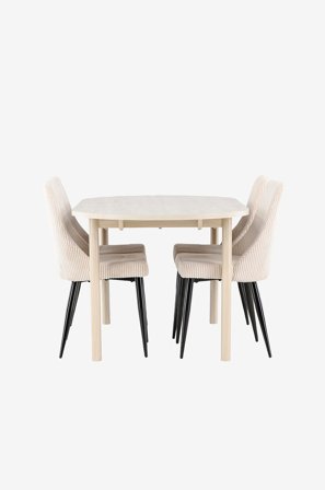 Venture Home - Andy matbord med Leone matstol - Beige - Matgrupp 4 personer - Från Homeroom