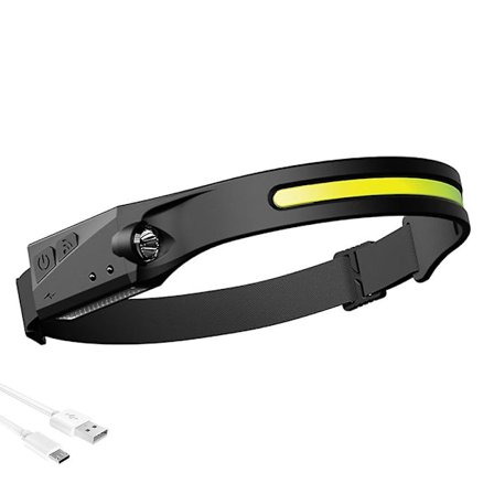 9000lm Super Kirkas Päälamppu COB-Spotilla, Vedenkestävä, Liikkeenilmaisin, Työvalo, Taskulamppu, USB-Latautuva