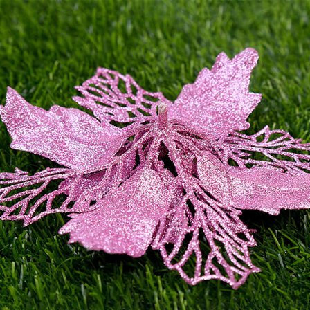 10 kpl Glitteri Joulutähti Kukat Keinotekoiset Valkoiset Joulukukat Joulukuusi Seppele Puun Koristeet Nauha