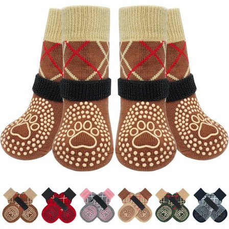 Et sæt med fire skridsikre sokker, der er velegnede til trægulve, hundesko, der er egnede til varme og kolde fortove, og skadesforebyggelse for 