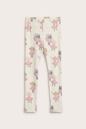 Kappahl | Mønstret ribbestrikket leggings | Offwhite