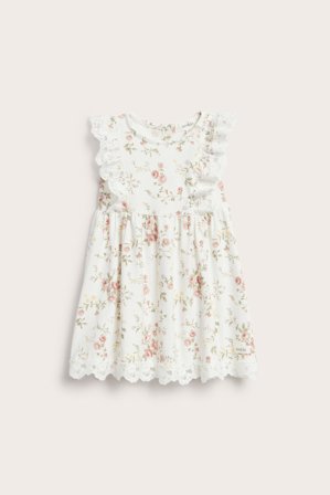 Newbie | Ermeløs blomstrete kjole Offwhite 86 | Offwhite