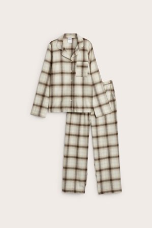 Kappahl | Rutig flanellpyjamas | Ljusbeige