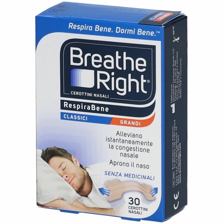 Breathe Right Cerotti Nasali Grandi 30 Pezzi per Respirare Meglio