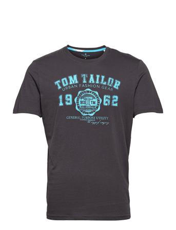 Logo Tee T-shirt Grå Tom Tailor