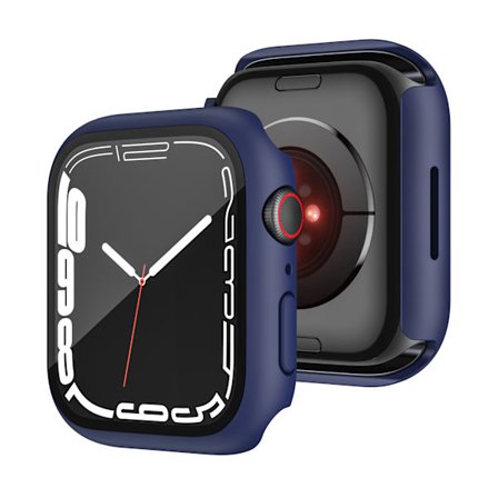 2 st vattentäta fodral kompatibla med Apple Watch 45 mm serie 7 med härdat glasskyddsskydd hårt PC-stötfångarskydd