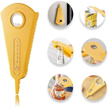 Gul Manuel Glasåbner 3 i 1 Multifunktionel Øl Flaskeåbner, ZQKLA