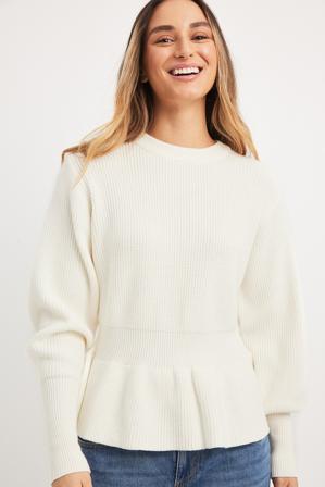 NA-KD Pull en maille à basque - Pulls - OffBlanc - Small