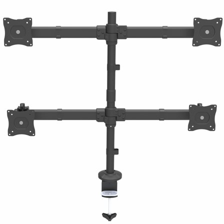 StarTech Desk Mount Quad Monitor Arm, Ergonomic VESA 4 Monitor Mount 2x2 up to 27", Articulating & Height Adjustable Pole Mount, Tilt/Swivel/Rotate
