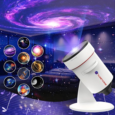 Opgraderet Galaxy Projektor med 4K HD Effekter, 10 Realistiske Nebula-tilstande, Auto Timer & 28 Beroligende Musik, Bred Loftdækning til B