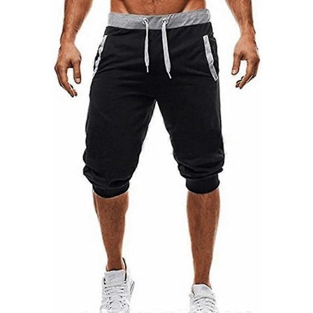 Miesten 3/4 treenihousut kuntosalille, juoksuun, collegehousut, caprihousut, kesä, mukava istuvuus, kevyet, polven alapuolelle ulottuvat collegehousut