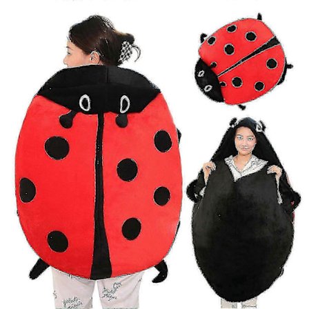 Høj kvalitet Bærbar Mariehøne Pude Sød Varm Sovende Bærbar Plys Aftagelig Overdimensioneret 100cm/39.4in Kæmpe