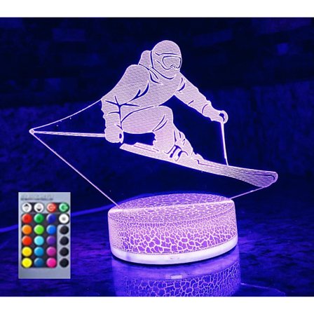 WJ 3D Ski Nattelys Musikk Balettlampe Illusjon 16 Fargeskiftende Bord Dekorasjon Lamper Gave med Akryl Flat ABS Base USB Kabel Leke