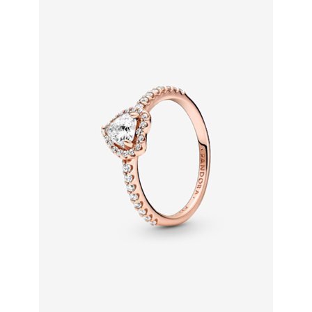 Pandora - Sparkling Elevated Heart Ring - 14k roséguldplätering