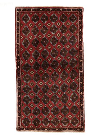 Hand Knotted Persian Baluch Rug 105X193 Black/Dark Red