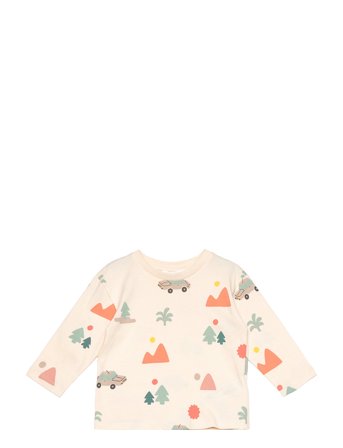 100% Cotton T-Shirt With Printed Drawing Beige Mango