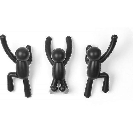 Sæt med 3 dekorative vægkroge til hjemmet, sort