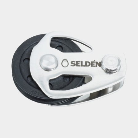 Poulie simple Seldén PBB 45-130, fixe, à roulement à glissement, se fixe avec cordage, convient pour cordages Ø1 - 4 mm