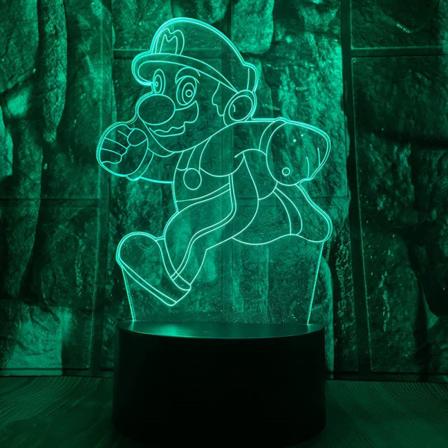 Tegnet Super Running Mario Bros Action Figur 3D LED Optica