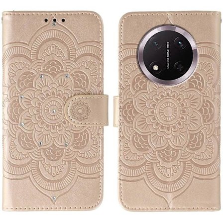 For Honor Magic7 Lite 5G X9c 5G X60 Pro 5G Mobiltelefon Deksel Rhinestone Dekor PU Lær Mandala Trykk