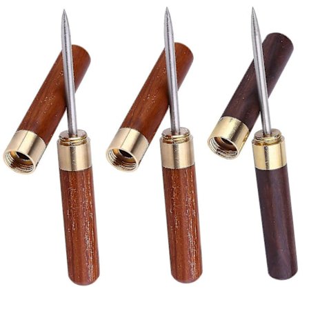 3 stk. Bærbar Ishakke i Rustfrit Stål med Rosentræ Te-Nål