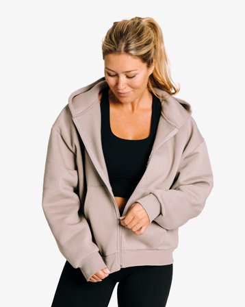 MM Sports Hoodie Zip Wmn Varsity, Taupe - L