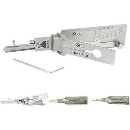 SC1 Låsdyrksnyckeldekoder LiShi Låsdyrk Full Set, 2-i-1 Dyrk, Bilnyckelläsare, Låsdyrkdekoder för Bil, Auto Låsdyrk, Professionell 5