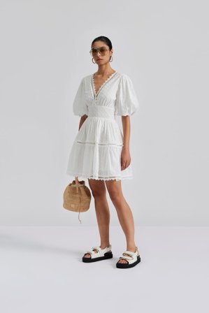 Malina - Elvira mini dress - L - White