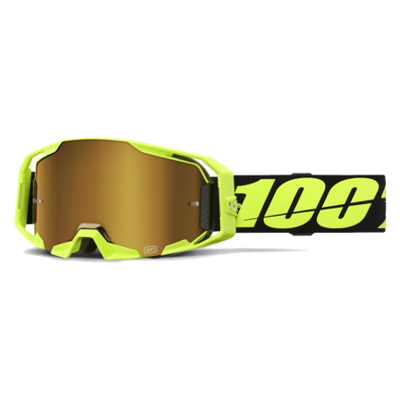100% Armatic MX Goggles Mirror Lens Neon Yellow