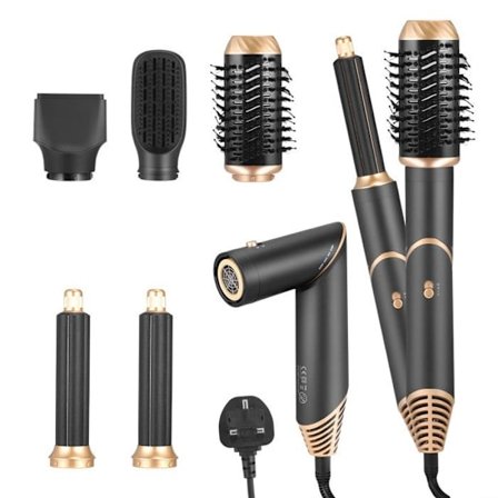Air Styler 5 i 1 Føntørrer Børste, Termisk Børste til Styling med 5 Tilbehør, Føntørrer Børste
