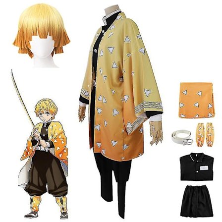 Halloween-festdrakt Demon Slayer Agatsuma Zenitsu Cosplay-antrekk Anime-sett Gaver