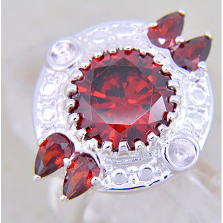 SILVER filled röd QUARTZ ädelsten ring SILVER
