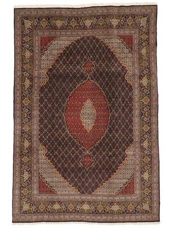 Tabriz 40 Raj Matta Orientalisk Svart/Brun (Ull, Persien)