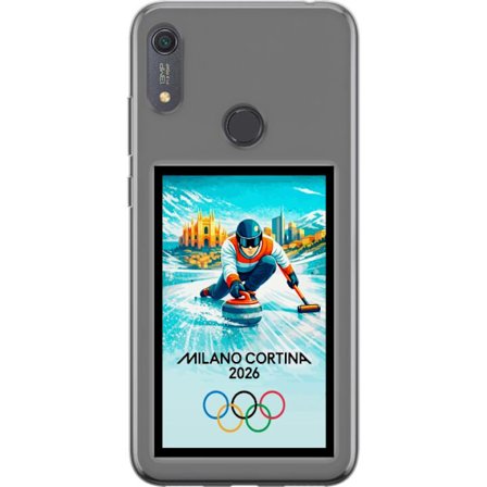 Kompatibel Mobilcover til Huawei Y6s (2019) Ishockeyillustration med spillere i bevægelse på isen, Milano Cortina 2026, Milano-landemærker og olympisk