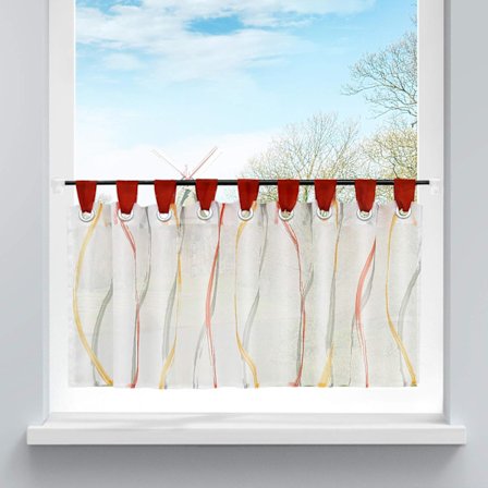 Gardinstang i transparent slør Bistro-gardin med bølgemønster spænder (H/B 30/90 cm rød),