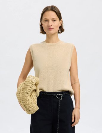 Selected Slfalma Sl Knit Vest - Cream - L