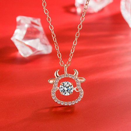 Födelseår Zodiac Halsband Kvinna 2021 Ny Söt Ko Smart Pendant Lycka Till Nytt År Jinniu Choker Halsband